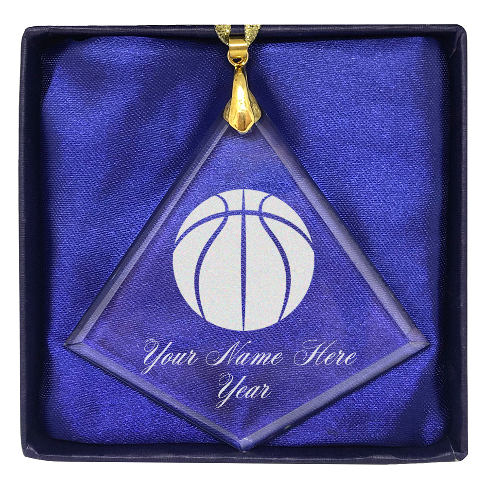 LaserGram Christmas Ornament, Basketball Ball, Personalized Engraving Included (Diamond Shape)