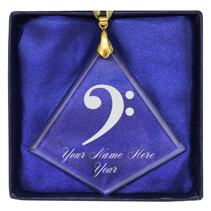 LaserGram Christmas Ornament, Bass Clef, Personalized Engraving Included (Diamond Shape)