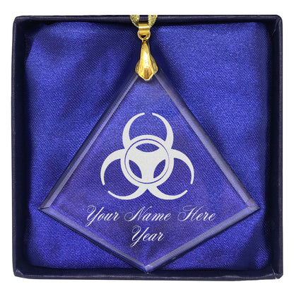 LaserGram Christmas Ornament, Biohazard Symbol, Personalized Engraving Included (Diamond Shape)