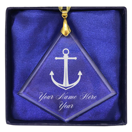 LaserGram Christmas Ornament, Boat Anchor, Personalized Engraving Included (Diamond Shape)