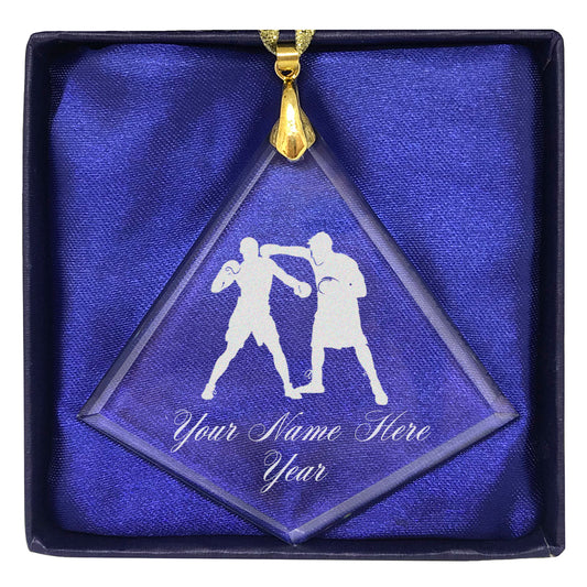 LaserGram Christmas Ornament, Boxers Boxing, Personalized Engraving Included (Diamond Shape)