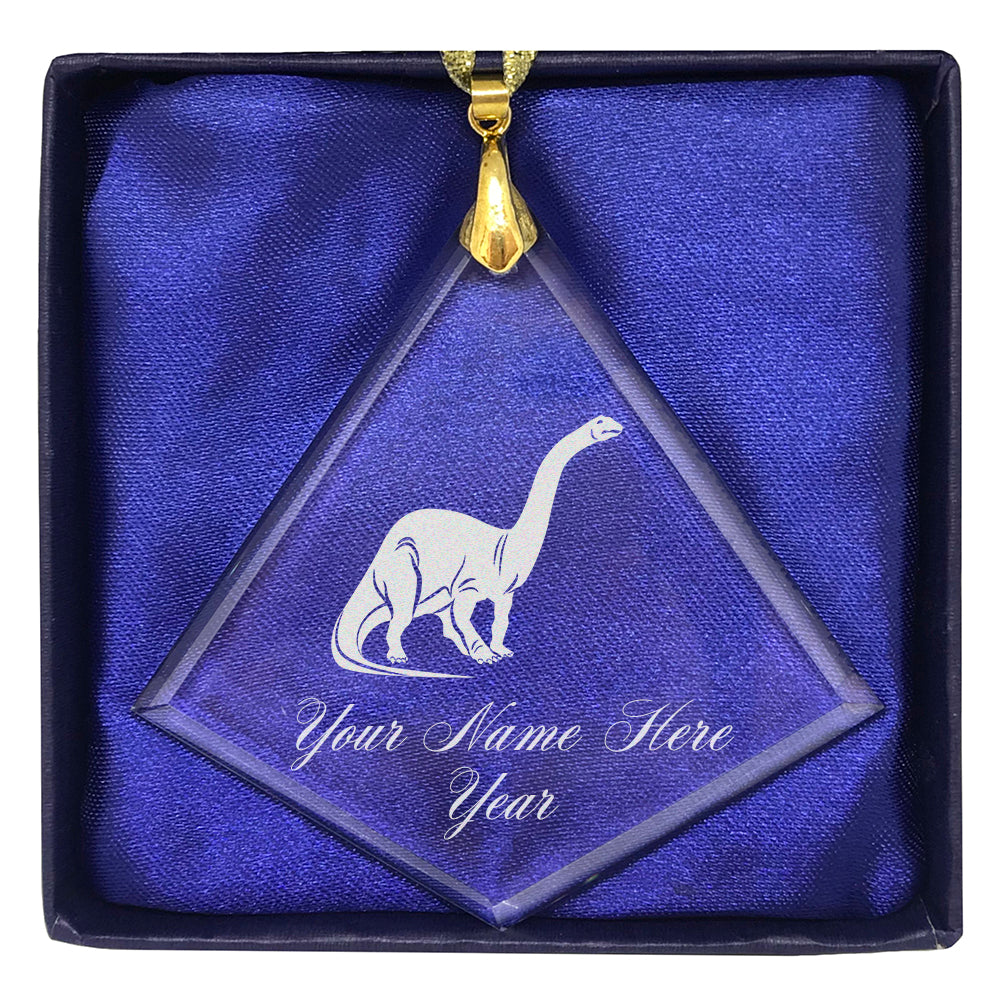 LaserGram Christmas Ornament, Brontosaurus Dinosaur, Personalized Engraving Included (Diamond Shape)