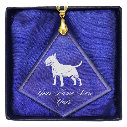 LaserGram Christmas Ornament, Bull Terrier Dog, Personalized Engraving Included (Diamond Shape)