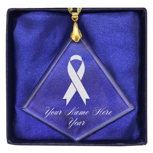 LaserGram Christmas Ornament, Cancer Awareness Ribbon, Personalized Engraving Included (Diamond Shape)