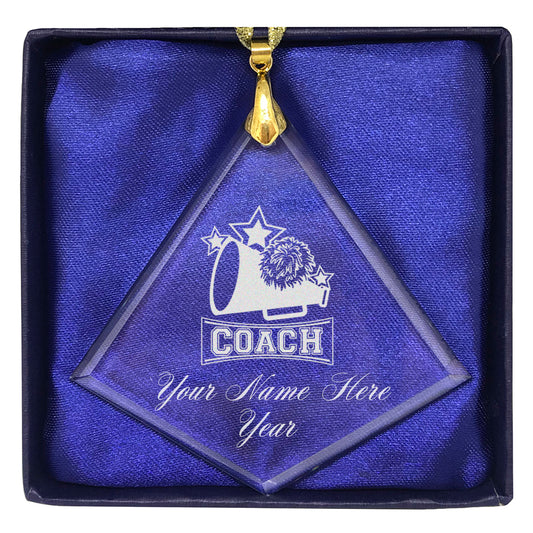 LaserGram Christmas Ornament, Cheerleading Coach, Personalized Engraving Included (Diamond Shape)