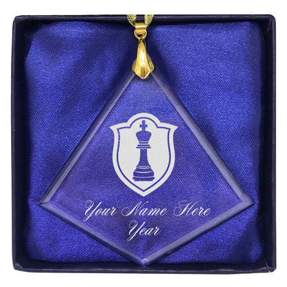 LaserGram Christmas Ornament, Chess King, Personalized Engraving Included (Diamond Shape)