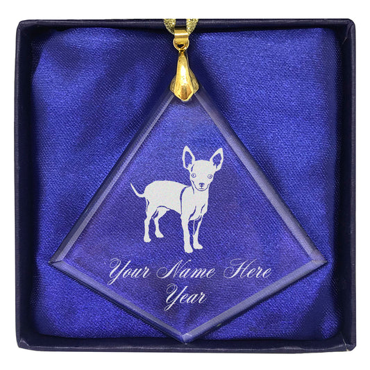 LaserGram Christmas Ornament, Chihuahua Dog, Personalized Engraving Included (Diamond Shape)