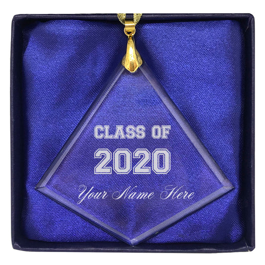 LaserGram Christmas Ornament, Class of 2020, 2021, 2022, 2023, 2024, 2025, Personalized Engraving Included (Diamond Shape)