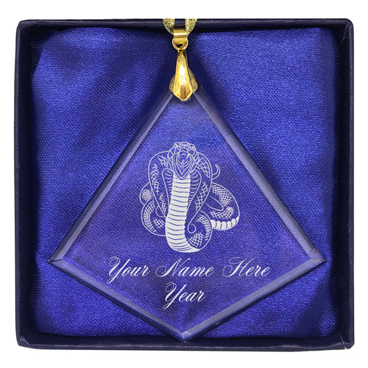 LaserGram Christmas Ornament, Cobra Snake, Personalized Engraving Included (Diamond Shape)