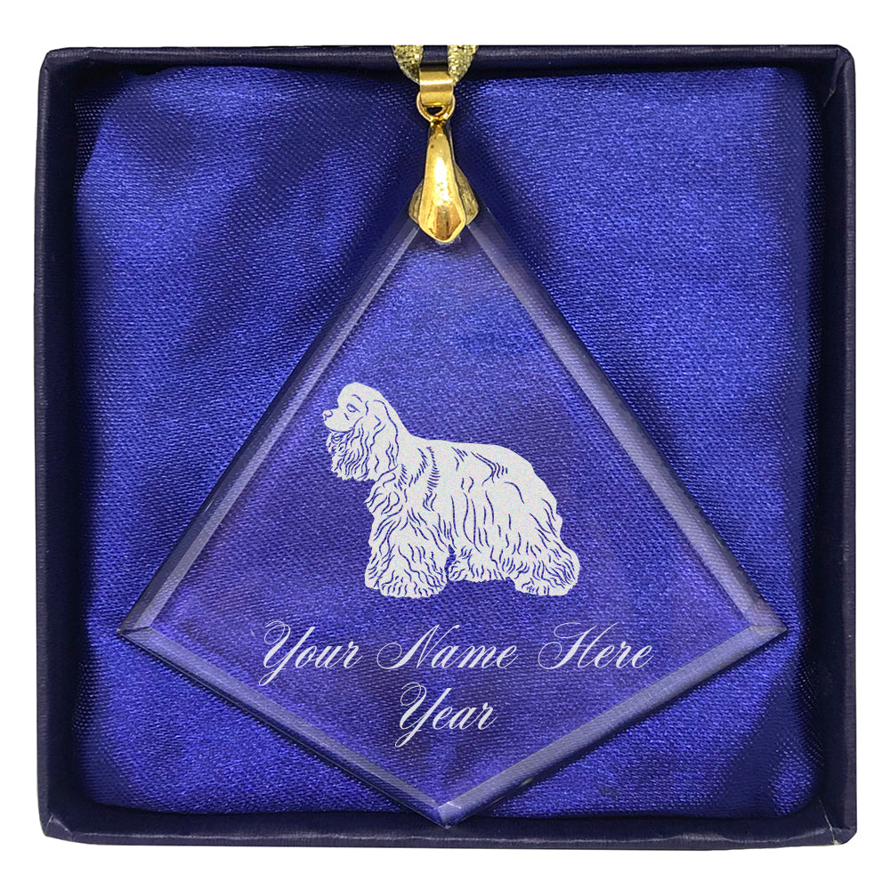 LaserGram Christmas Ornament, Cocker Spaniel Dog, Personalized Engraving Included (Diamond Shape)