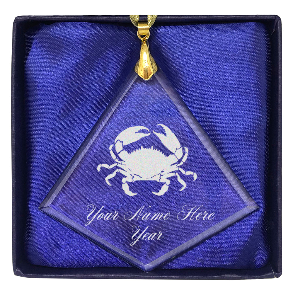 LaserGram Christmas Ornament, Crab, Personalized Engraving Included (Diamond Shape)