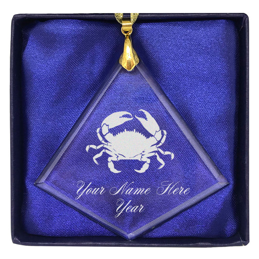 LaserGram Christmas Ornament, Crab, Personalized Engraving Included (Diamond Shape)