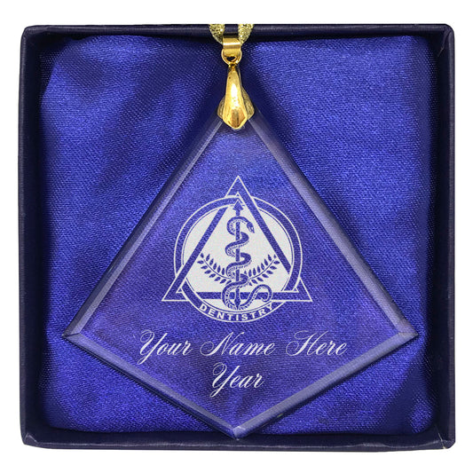 LaserGram Christmas Ornament, Dentist Symbol, Personalized Engraving Included (Diamond Shape)