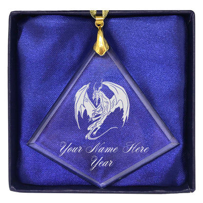 LaserGram Christmas Ornament, Dragon, Personalized Engraving Included (Diamond Shape)