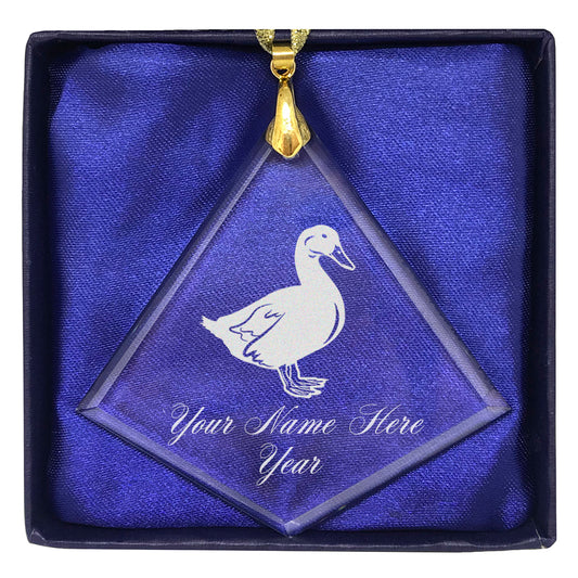 LaserGram Christmas Ornament, Duck, Personalized Engraving Included (Diamond Shape)