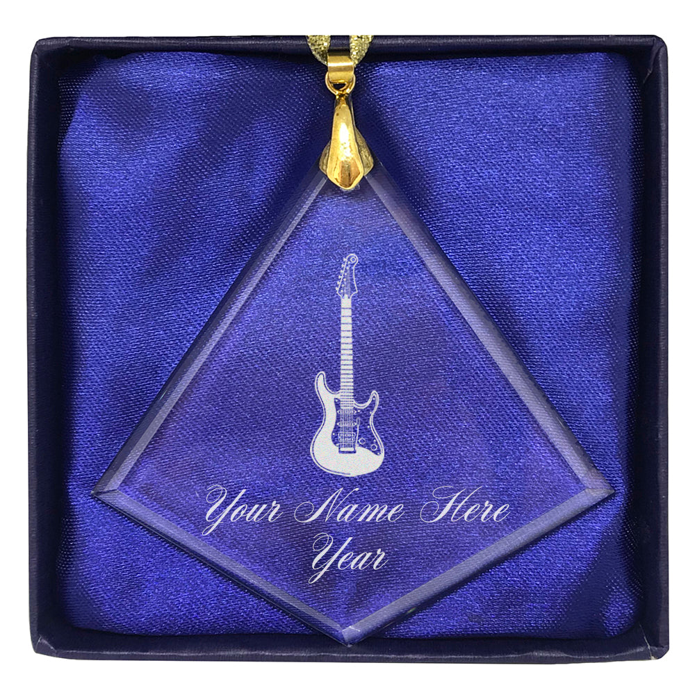 LaserGram Christmas Ornament, Electric Guitar, Personalized Engraving Included (Diamond Shape)