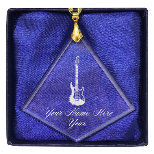 LaserGram Christmas Ornament, Electric Guitar, Personalized Engraving Included (Diamond Shape)