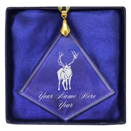 LaserGram Christmas Ornament, Elk, Personalized Engraving Included (Diamond Shape)