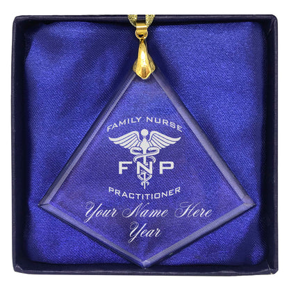 LaserGram Christmas Ornament, FNP Family Nurse Practitioner, Personalized Engraving Included (Diamond Shape)