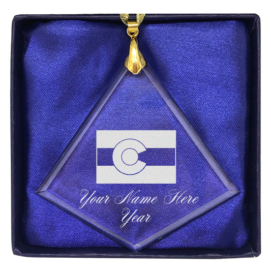 LaserGram Christmas Ornament, Flag of Colorado, Personalized Engraving Included (Diamond Shape)