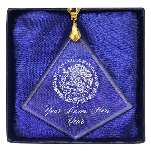 LaserGram Christmas Ornament, Flag of Mexico, Personalized Engraving Included (Diamond Shape)