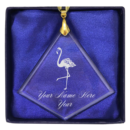 LaserGram Christmas Ornament, Flamingo, Personalized Engraving Included (Diamond Shape)