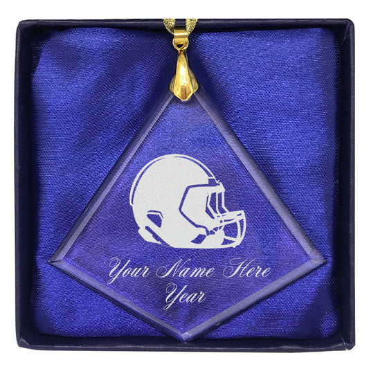 LaserGram Christmas Ornament, Football Helmet, Personalized Engraving Included (Diamond Shape)