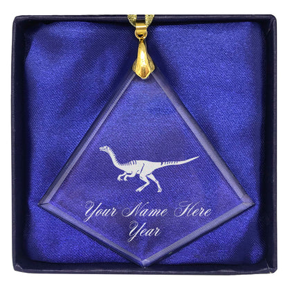 LaserGram Christmas Ornament, Gallimimus Dinosaur, Personalized Engraving Included (Diamond Shape)