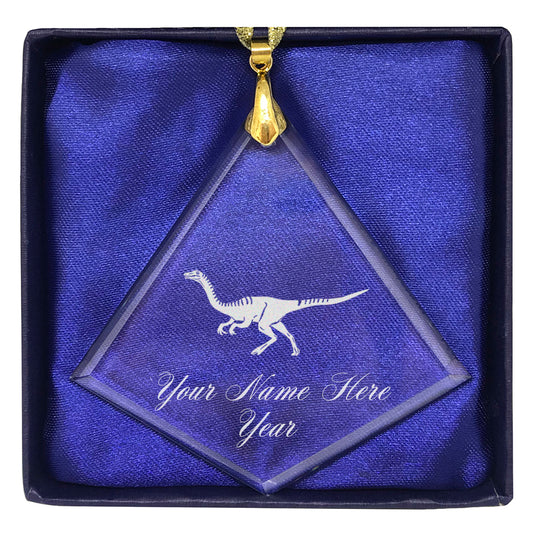 LaserGram Christmas Ornament, Gallimimus Dinosaur, Personalized Engraving Included (Diamond Shape)