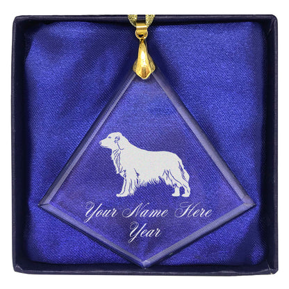 LaserGram Christmas Ornament, Golden Retriever Dog, Personalized Engraving Included (Diamond Shape)