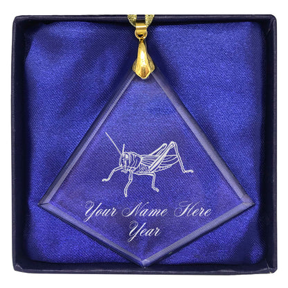 LaserGram Christmas Ornament, Grasshopper, Personalized Engraving Included (Diamond Shape)