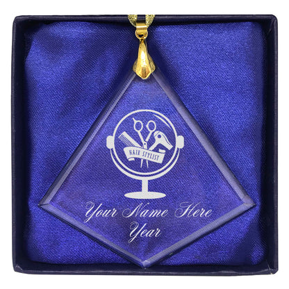 LaserGram Christmas Ornament, Hair Stylist, Personalized Engraving Included (Diamond Shape)