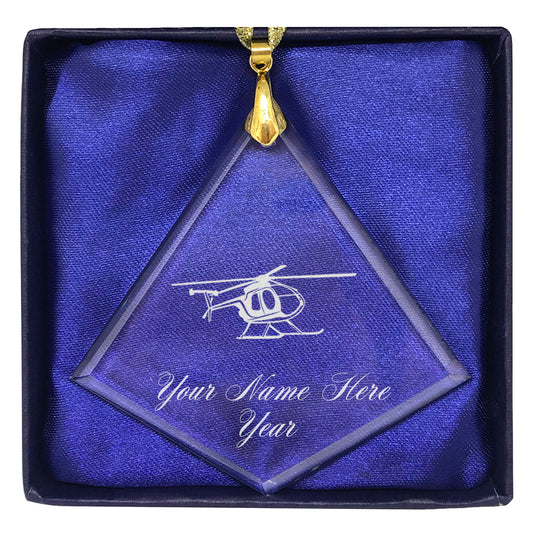 LaserGram Christmas Ornament, Helicopter 1, Personalized Engraving Included (Diamond Shape)