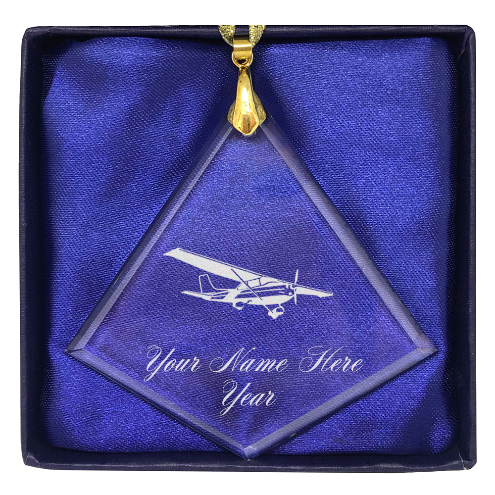 LaserGram Christmas Ornament, High Wing Airplane, Personalized Engraving Included (Diamond Shape)