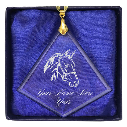 LaserGram Christmas Ornament, Horse Head 2, Personalized Engraving Included (Diamond Shape)