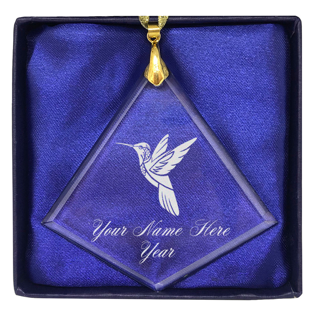 LaserGram Christmas Ornament, Hummingbird, Personalized Engraving Included (Diamond Shape)