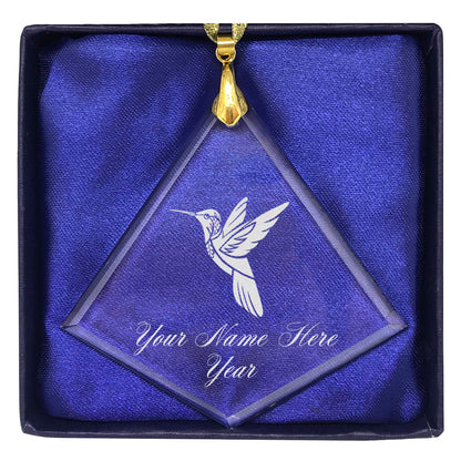 LaserGram Christmas Ornament, Hummingbird, Personalized Engraving Included (Diamond Shape)