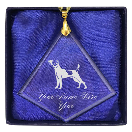 LaserGram Christmas Ornament, Jack Russell Terrier Dog, Personalized Engraving Included (Diamond Shape)