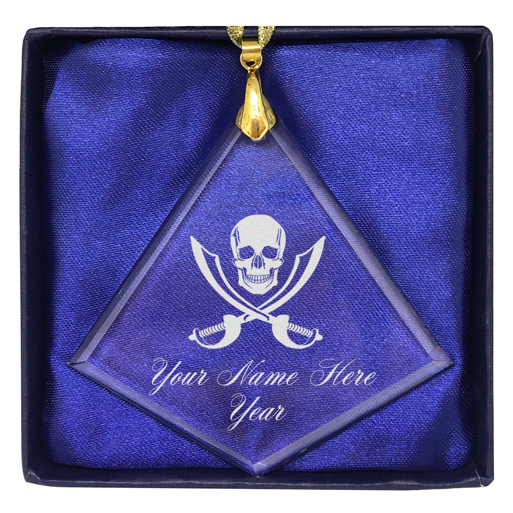 LaserGram Christmas Ornament, Jolly Roger, Personalized Engraving Included (Diamond Shape)