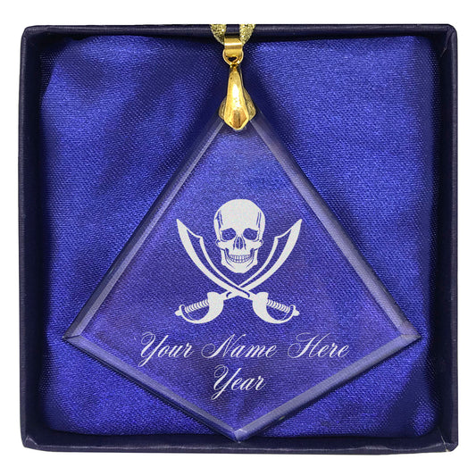 LaserGram Christmas Ornament, Jolly Roger, Personalized Engraving Included (Diamond Shape)