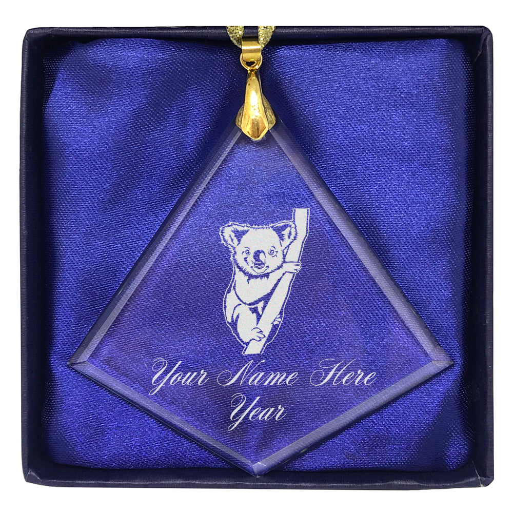 LaserGram Christmas Ornament, Koala Bear, Personalized Engraving Included (Diamond Shape)