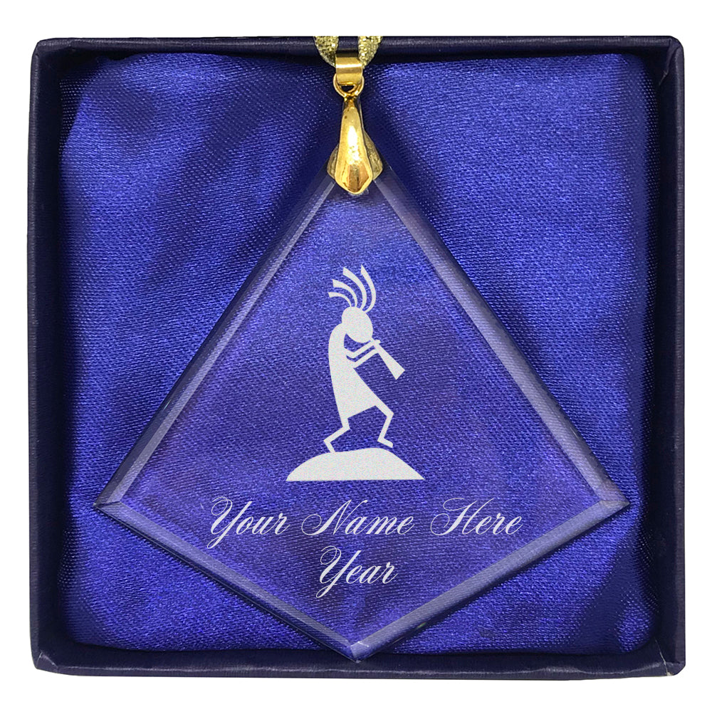 LaserGram Christmas Ornament, Kokopelli, Personalized Engraving Included (Diamond Shape)