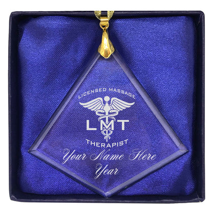 LaserGram Christmas Ornament, LMT Licensed Massage Therapist, Personalized Engraving Included (Diamond Shape)