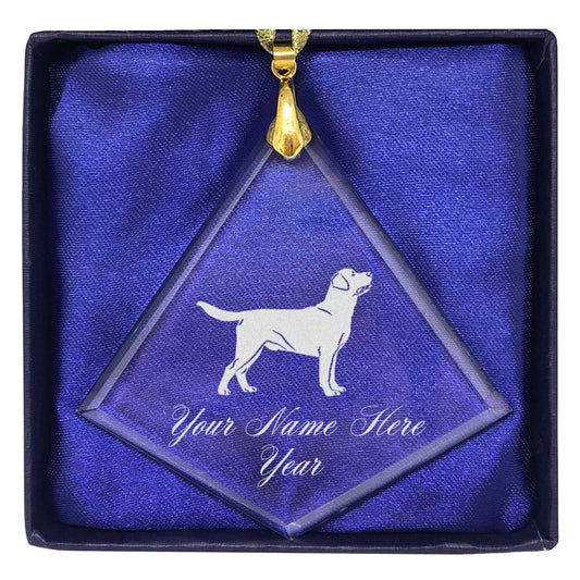 LaserGram Christmas Ornament, Labrador Retriever Dog, Personalized Engraving Included (Diamond Shape)