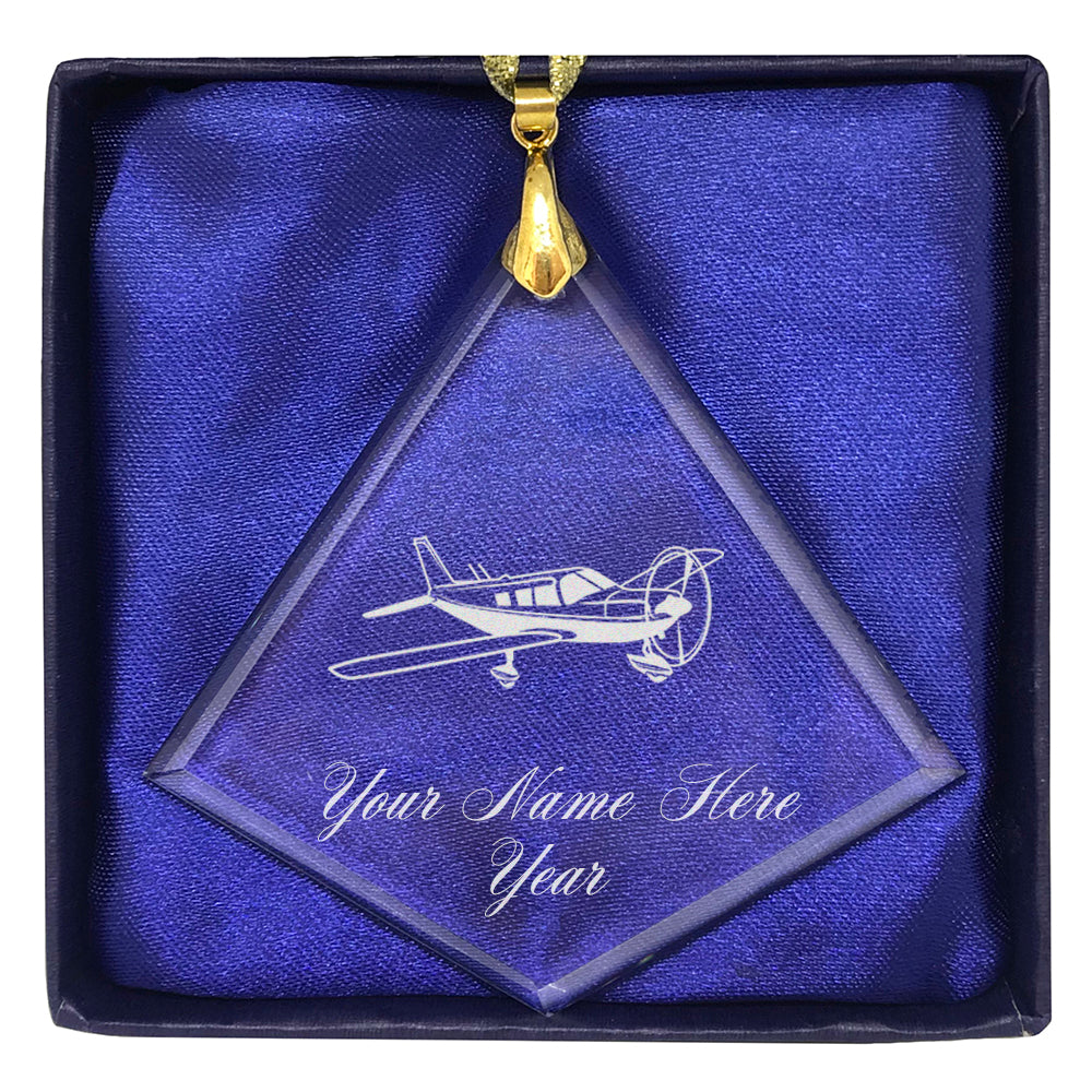 LaserGram Christmas Ornament, Low Wing Airplane, Personalized Engraving Included (Diamond Shape)