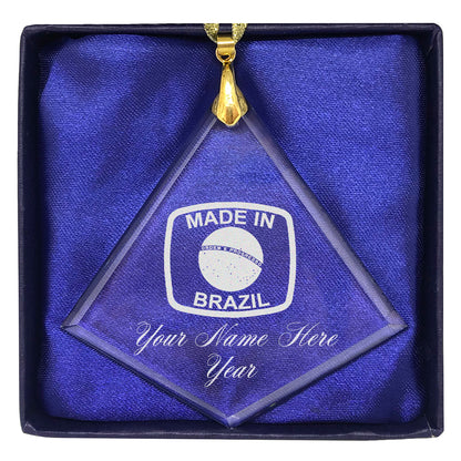 LaserGram Christmas Ornament, Made in Brazil, Personalized Engraving Included (Diamond Shape)