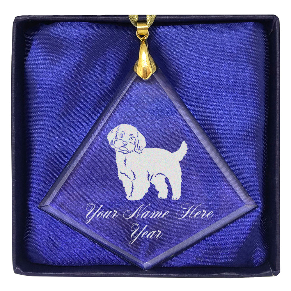 LaserGram Christmas Ornament, Maltese Dog, Personalized Engraving Included (Diamond Shape)