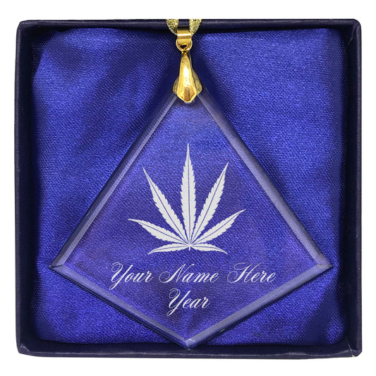 LaserGram Christmas Ornament, Marijuana leaf, Personalized Engraving Included (Diamond Shape)