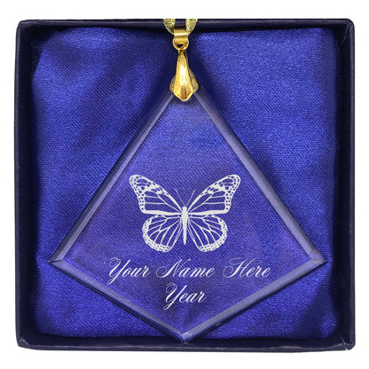 LaserGram Christmas Ornament, Monarch Butterfly, Personalized Engraving Included (Diamond Shape)