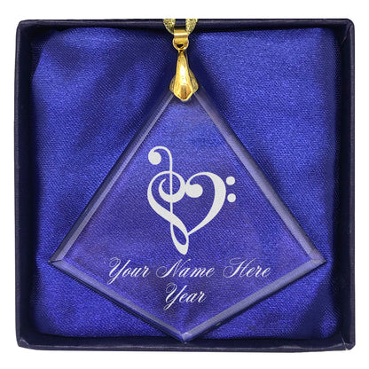 LaserGram Christmas Ornament, Music Heart, Personalized Engraving Included (Diamond Shape)